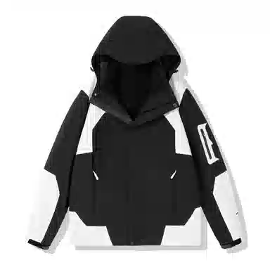 木清清 美式机能风拼接色可拆卸帽户外三合一防风防水登山冲锋茄克夹克外套 女款