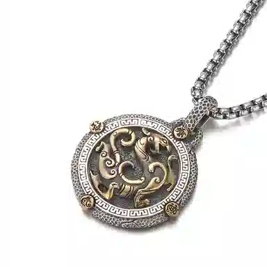 IDEAGEMER Five Elements Dragon Pendant Necklace 925 Silver