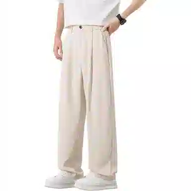 顶峰保罗 纯色垂感薄款透气直筒长裤宽松简约小众潮牌百搭高级感舒适显瘦显高阔腿休闲裤 男女同款