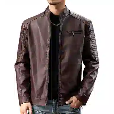 【dme】 美式复古机车风休闲立领防风防水皮衣 男女同款