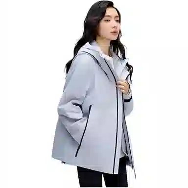 鸭鸭 休闲拼接连帽长袖羽绒服 女款