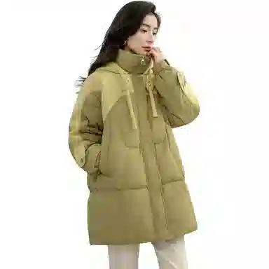 鸭鸭 中长款连帽宽松羽绒服 女款