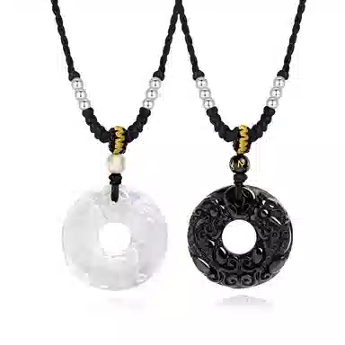 【S990足银纯银 招财纳福】 七好美银 貔貅平安扣 国潮国风精致轻奢时尚优雅 简约小众高级感设计 日常通勤百搭 玉髓 项链 男女同款情侣款