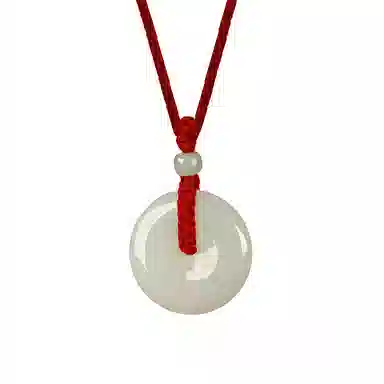 贝诗珠宝 平安扣一对新中式国潮古风平平安安本命年转运珠编绳 和田玉 项链 男女同款情侣款 青白玉