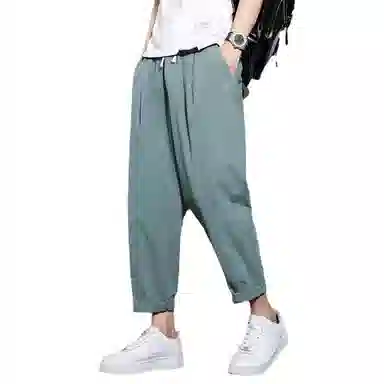 玉儿恋 薄款潮流运动百搭宽松九分休闲裤 男款