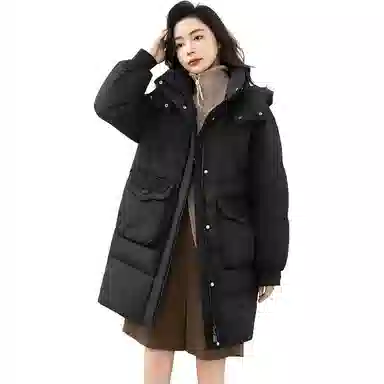 鸭鸭 时尚百搭连帽纯色加厚羽绒服 女款