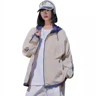 黑恐龙 休闲宽松百搭柔软轻薄时尚简约个性连帽条纹防晒服 男女同款