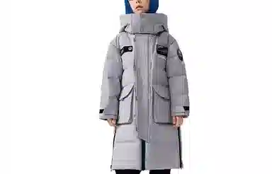 鸭鸭 童装 拼接撞色加厚长袖连帽羽绒服 儿童款