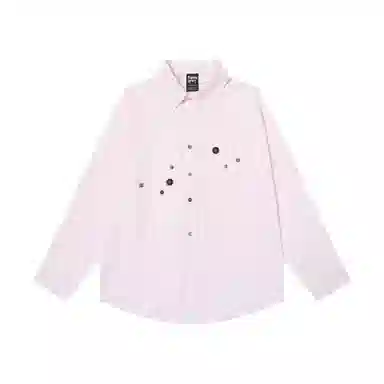 【dme】 美式简约复古条纹衬衣长袖男春季潮牌纽扣设计感宽松休闲情侣慵懒风外套衬衫 男女同款