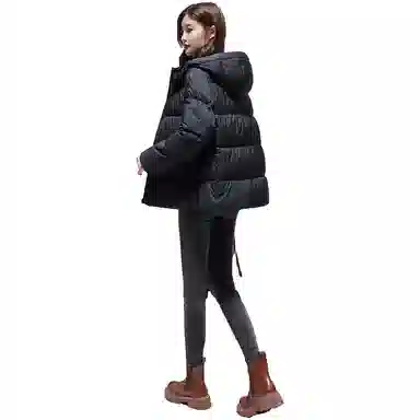 鸭鸭 纯色百搭宽松拉链连帽简约时尚轻薄户外羽绒服 女款