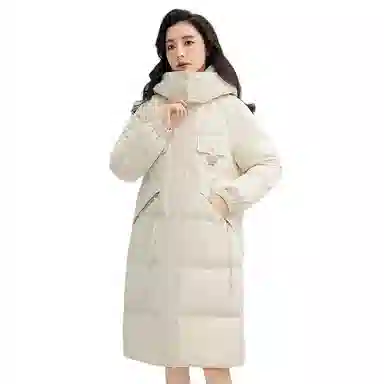 鸭鸭 纯色简约百搭加厚中长款羽绒服 女款