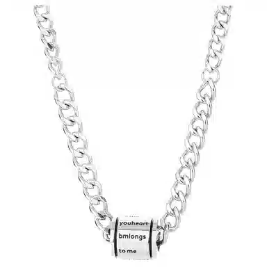 嘻哈时尚圆柱字母古巴链 简约优雅通勤百搭轻奢高级小众设计配饰 优质钛钢材质 时尚项链 女款