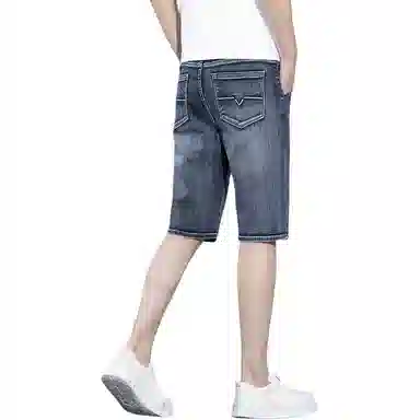 顶峰保罗 薄款透气复古水洗直筒五分裤美式高街潮牌宽松运动休闲百搭高级感阔腿牛仔短裤 男女同款