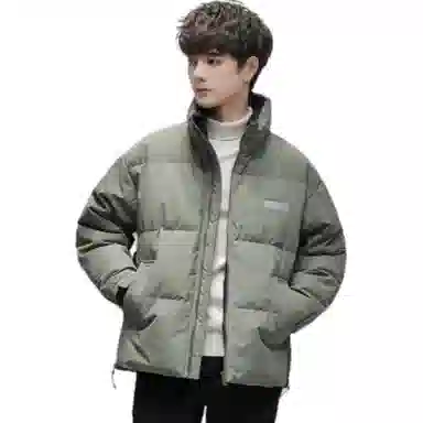 鸭鸭 纯色无帽立领短款长袖羽绒服 男款