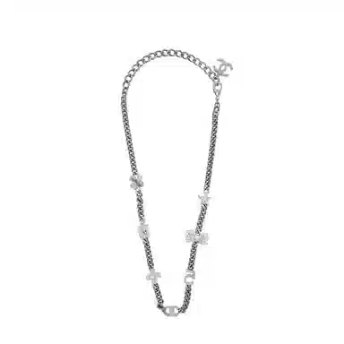CHANEL No.5 Double C Necklace Silver