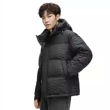 鸭鸭 撞色拼接休闲连帽长袖厚款保暖小个子面包服情侣外穿百搭羽绒服 女款