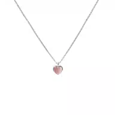 指尖瑰宝 粉色爱心吊坠 夏季新款甜美 设计感粉猫眼 冰糖爱心 项链 女款 礼盒