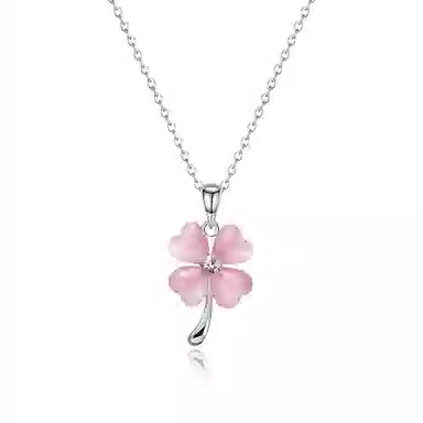 【幸运女神 I 请你发财！】 克兰茜 四叶草系列 浪漫精致甜美锁骨链 简约气质优雅心动日常百搭可调节手饰 玻璃猫眼 项链 女款