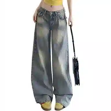 如续 直筒垂感美式复古拖地宽松牛仔裤 女款