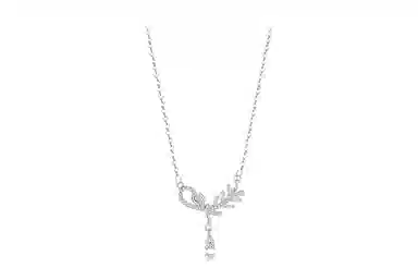 牧言 麦穗闺蜜款套装 森系气质简约小众设计高级感 光面立体闪耀水滴树叶交织碎碎平安流苏锁骨链 合金 项链 女款