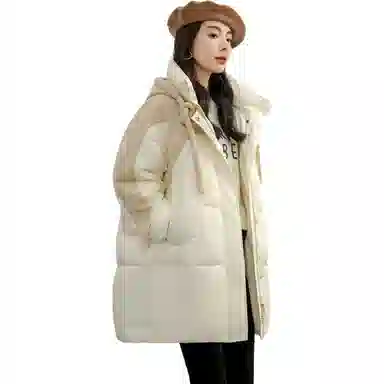 鸭鸭 中长款连帽宽松羽绒服 女款