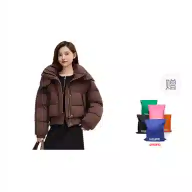 鸭鸭 休闲连帽短款舒适纯色羽绒服 女款