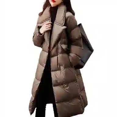 【dme】 纯色基础加厚保暖气质长款翻驳领羽绒服 女款