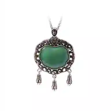 彤彤兔 如意锁复古银工艺复古中国风福字平安锁 铜 项链 女款