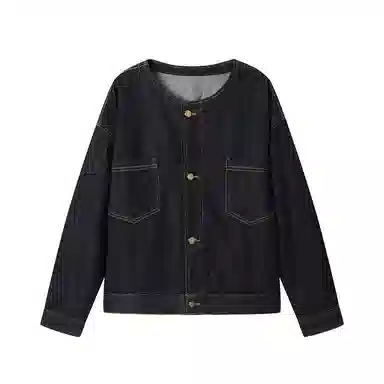 曲韩 圆领宽松舒适休闲长袖牛仔外套 女款