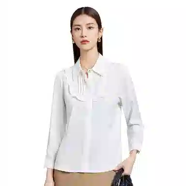 富铤 极简风纯色翻领长袖衬衫 女款