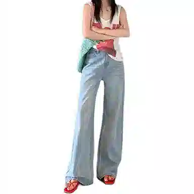 如续 高腰复古宽松阔腿拖地牛仔裤 女款