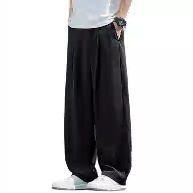 顶峰保罗 无性别主义冰丝凉感亲肤透气宽松直筒西裤美式潮流垂感长裤时尚百搭阔腿高级感休闲裤 男女同款