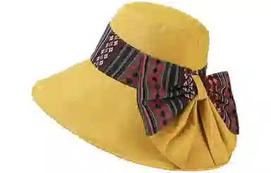 优幽兰 百搭潮流小众设计感民族风可折叠骑车大檐遮阳时尚旅游度假防紫外线太阳夏 聚酯纤维 防晒帽 女款