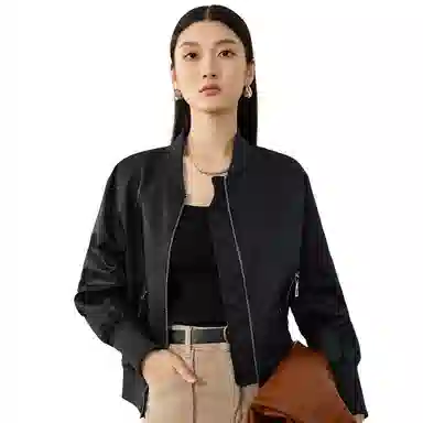 富铤 纯色拉链长袖棒球服 女款