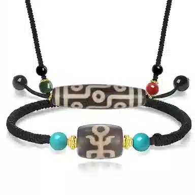 阿梵尼 西藏圣物吉祥平安招财藏传回流九眼天珠吊坠民族风护身吊坠佛珠 男生 女生 礼  玛瑙 玉石项链 男女同款情侣款