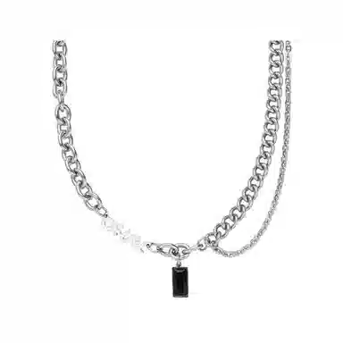 琅风 黑锆石古巴配饰酷拽个性设计感潮流 钛钢 项链 男款