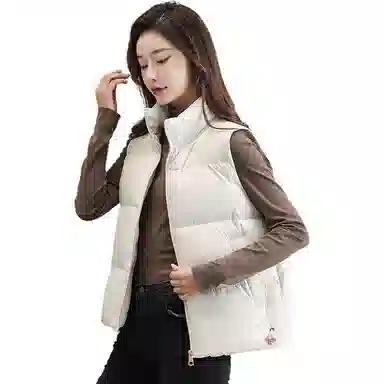 鸭鸭 纯色立领短款拉链休闲无袖保暖短款百搭羽绒马甲 女款