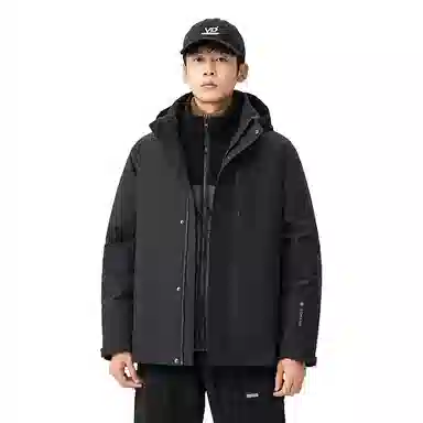 鸭鸭 薄款鹅绒三合一山系户外远足防风保暖短款连帽休闲羽绒服 男女同款