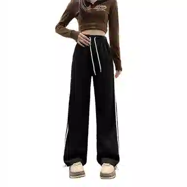 莫代尔 美式宽松垂感束脚三杠厚款休闲裤 女款