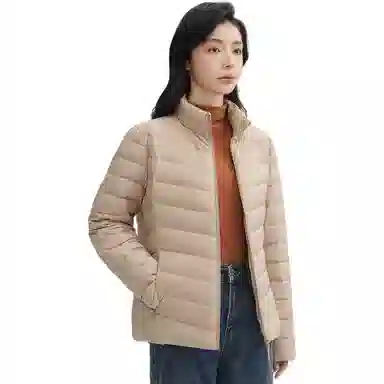 鸭鸭 纯色通勤连帽轻薄款短款外穿时尚百搭羽绒服 女款