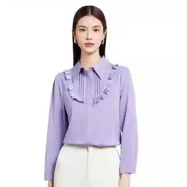 富铤 极简风纯色翻领长袖衬衫 女款