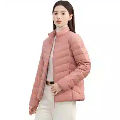 鸭鸭 纯色通勤连帽轻薄款短款外穿时尚百搭羽绒服 女款