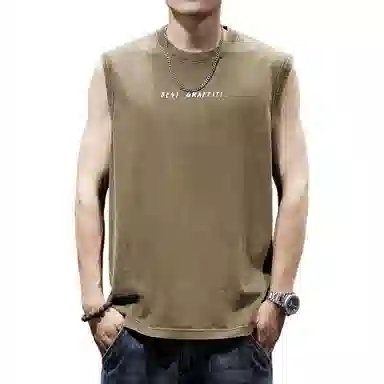 贵色 潮牌坎肩休闲运动健身大码上衣透气吸汗训练服男美式高端复古水洗纯棉无袖背心 男女同款