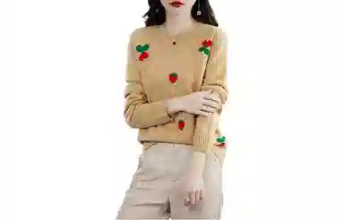 恒源祥 植物花卉套头圆领长袖毛衣 女款