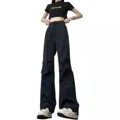 欧迪芬 褶皱伞兵工装裤薄款美式速干裤直筒休闲裤 女款