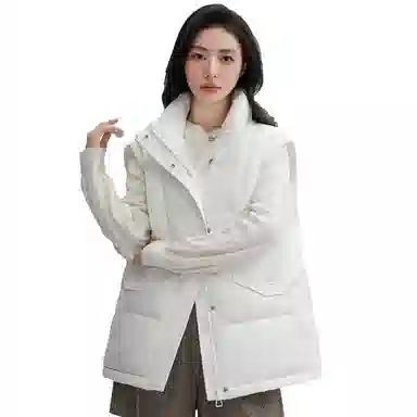 鸭鸭 立领抽绳收腰韩版时尚复古休闲羽绒马甲 女款