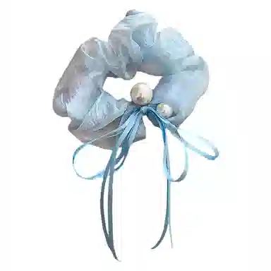 蒙妮 森系蝴蝶结飘带珍珠发绳氛围感#好运 布艺 发圈 女款