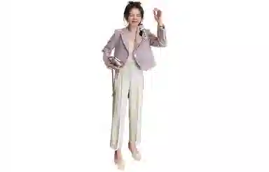 花栗鼠小姐 纯色高腰休闲裤 女款