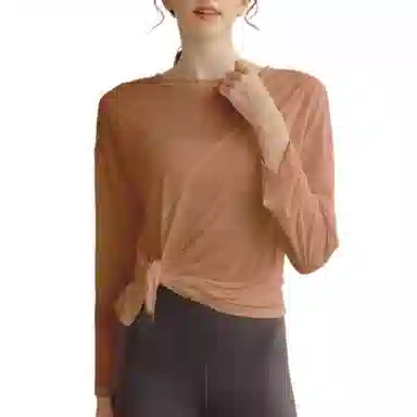 玉儿恋 天丝雪花罩衫瑜伽宽松透气长袖跑步运动上衣健身衣 女款