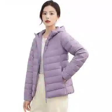 鸭鸭 纯色通勤连帽轻薄款短款外穿时尚百搭羽绒服 女款